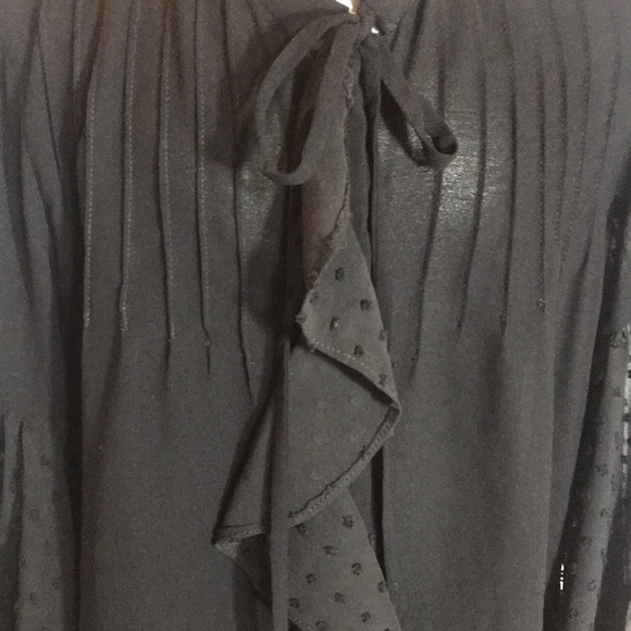 “ZARA BASIC” Ruffled Wide Sleeves Black Blouse. - Picture 3 of 12